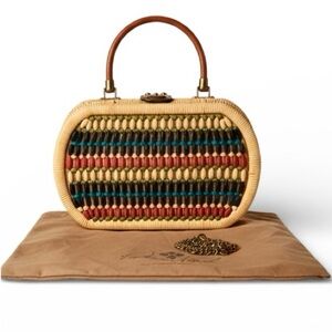 Patricia Nash Cipressa Beaded Spring Wicker Satchel (EUC)